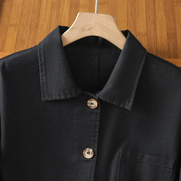 Buddha Stones Casual Women's Long Sleeve Stand Collar Cotton Polyester Shirt With Pockets - image 11