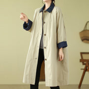 Buddha Stones Splicing Color Buttons Women's Cotton Coat With Pockets - image 4