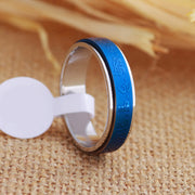 Buddha Stones Tibetan Scriptures Blue Pharmacist Mantra Titanium Steel Spinner Balance Ring - image 5