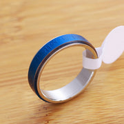 Buddha Stones Tibetan Scriptures Blue Pharmacist Mantra Titanium Steel Spinner Balance Ring - image 3