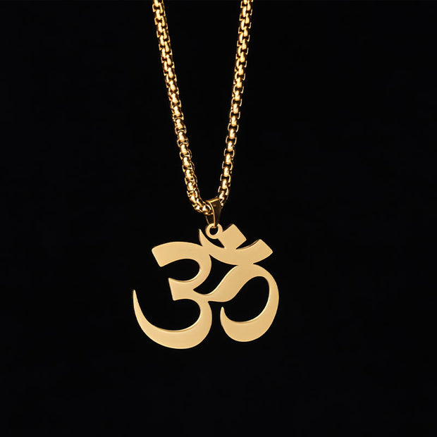 FREE Today: Focus and Connection Om Symbol Mantra Stainless Steel Necklace Pendant - Gold - image 0