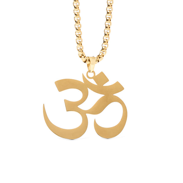 Buddha Stones Om Symbol Mantra Stainless Steel Focus Necklace Pendant - image 6