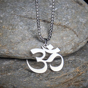 Buddha Stones Om Symbol Mantra Stainless Steel Focus Necklace Pendant - image 9
