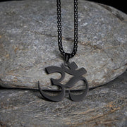 Buddha Stones Om Symbol Mantra Stainless Steel Focus Necklace Pendant - image 16