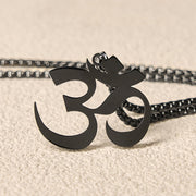 Buddha Stones Om Symbol Mantra Stainless Steel Focus Necklace Pendant - image 17