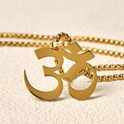 Buddha Stones Om Symbol Mantra Stainless Steel Focus Necklace Pendant - image 2