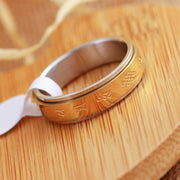 Buddha Stones Tibetan Scriptures Om Mani Padme Hum Titanium Steel Spinner Peace Ring - image 2