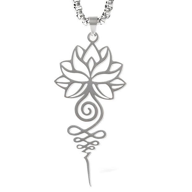 Buddha Stones Lotus Unalome Chakra Symbol Design Stainless Steel Enlightenment Necklace Pendant - image 5
