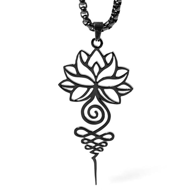 Buddha Stones Lotus Unalome Chakra Symbol Design Stainless Steel Enlightenment Necklace Pendant - image 17