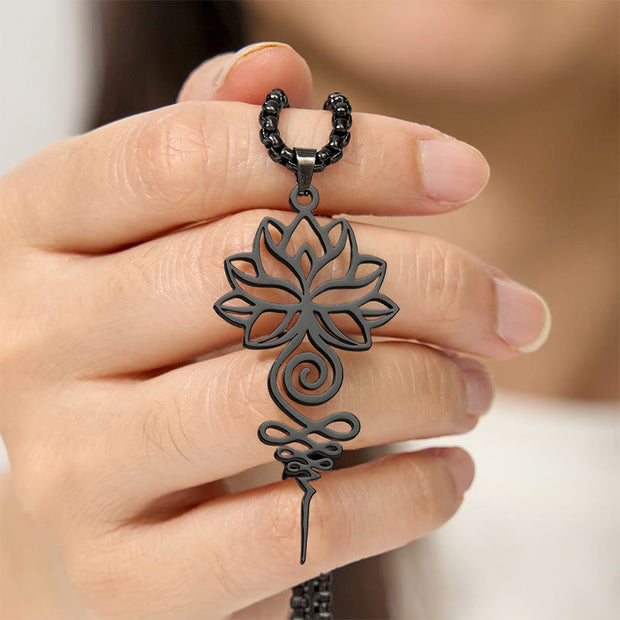 Buddha Stones Lotus Unalome Chakra Symbol Design Stainless Steel Enlightenment Necklace Pendant - image 16