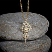 Buddha Stones Lotus Unalome Chakra Symbol Design Stainless Steel Enlightenment Necklace Pendant - Gold - image 7