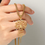 Buddha Stones Lotus Unalome Chakra Symbol Design Stainless Steel Enlightenment Necklace Pendant - image 10