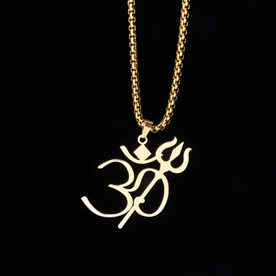 FREE Today: Mindfulness Connection Trident OM Symbol Stainless Steel Necklace Pendant - Gold - image 0