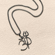 Buddha Stones Trident OM Symbol Stainless Steel Connection Necklace Pendant - image 16