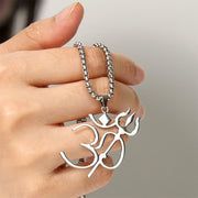 Buddha Stones Trident OM Symbol Stainless Steel Connection Necklace Pendant - image 11
