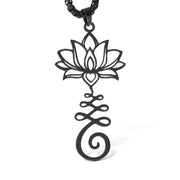 Buddha Stones Chakra Symbol Irregular Design Lotus Stainless Steel Enlightenment Necklace Pendant - image 18