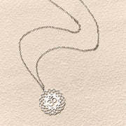 Buddha Stones Hollow Lotus Design Om Symbol Stainless Steel Connection Necklace Pendant - image 12