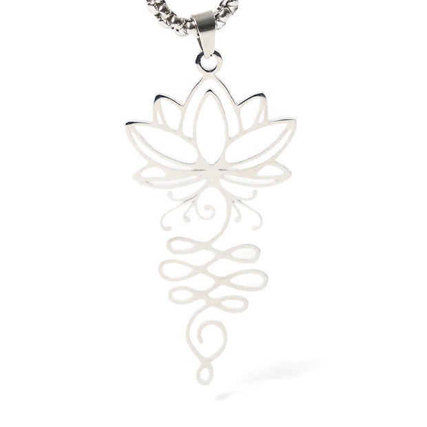 Buddha Stones Lotus Vines Design Chakra Symbol Stainless Steel Enlightenment Necklace Pendant - image 5
