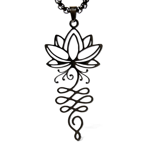 Buddha Stones Lotus Vines Design Chakra Symbol Stainless Steel Enlightenment Necklace Pendant - image 14