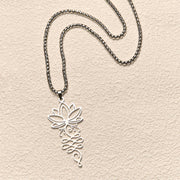 Buddha Stones Lotus Vines Design Chakra Symbol Stainless Steel Enlightenment Necklace Pendant - image 3