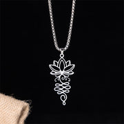 Buddha Stones Lotus Vines Design Chakra Symbol Stainless Steel Enlightenment Necklace Pendant - image 1