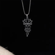 Buddha Stones Lotus Vines Design Chakra Symbol Stainless Steel Enlightenment Necklace Pendant - image 10