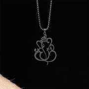 Buddha Stones Ganesh Elephant Stainless Steel Protection Necklace Pendant - Black - image 13