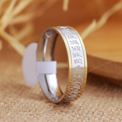 Buddha Stones Tibetan Scriptures Shurangama Mantra Titanium Steel Spinner Balance Ring - US11 - image 0