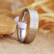 Buddha Stones Tibetan Scriptures Shurangama Mantra Titanium Steel Spinner Balance Ring - image 1