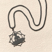 Buddha Stones Vintage Lotus Sitting Buddha Design Stainless Steel Enlightenment Necklace Pendant - image 16