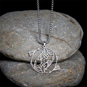 FREE Today: Luck and Wealth Koi Fish Hollow Design Stainless Steel Necklace Pendant - image 1