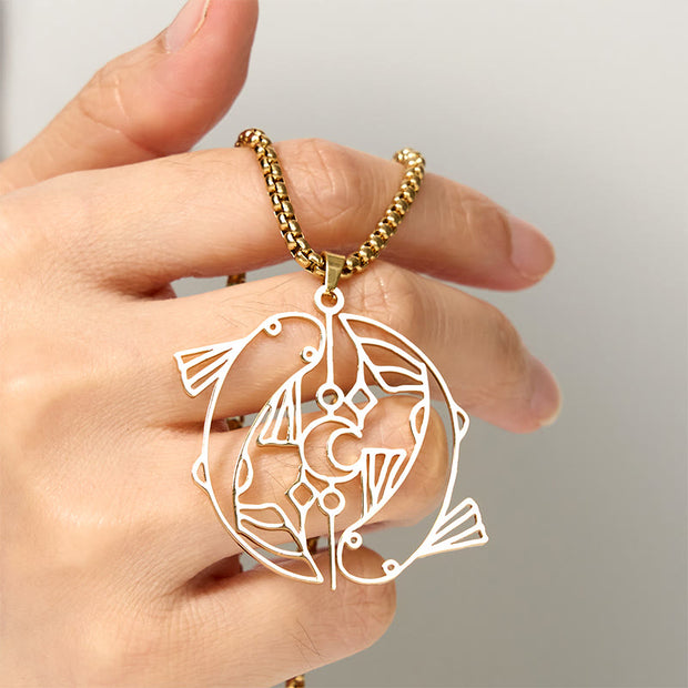 FREE Today: Luck and Wealth Koi Fish Hollow Design Stainless Steel Necklace Pendant - image 11