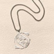 Buddha Stones Vintage Koi Fish Hollow Design Stainless Steel Luck Necklace Pendant - image 3