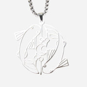 Buddha Stones Vintage Koi Fish Hollow Design Stainless Steel Luck Necklace Pendant - image 5