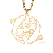 Buddha Stones Vintage Koi Fish Hollow Design Stainless Steel Luck Necklace Pendant - image 12