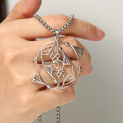 Buddha Stones Vintage Koi Fish Hollow Design Stainless Steel Luck Necklace Pendant - image 4