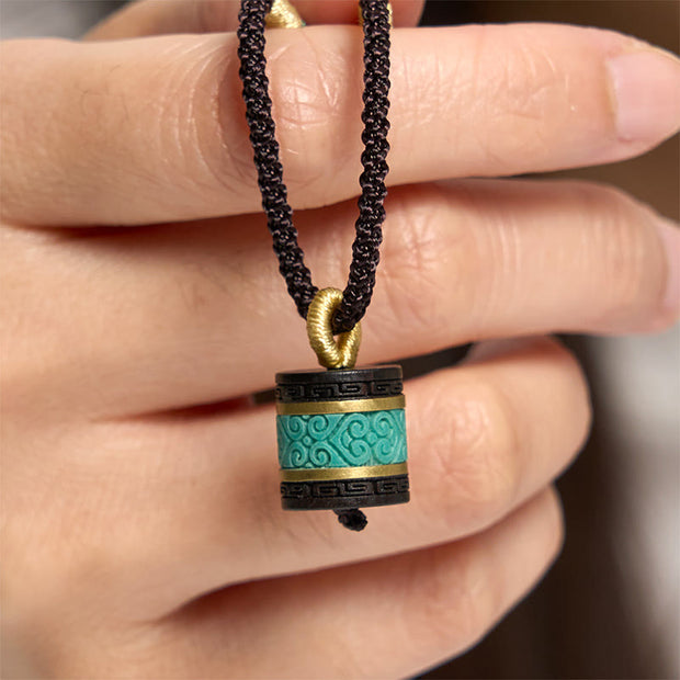 FREE Today: Calm and Peace Ebony Wood Turquoise Cylinder Necklace Pendant - Ebony Wood - image 0