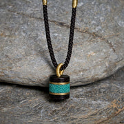 FREE Today: Calm and Peace Ebony Wood Turquoise Cylinder Necklace Pendant - image 1