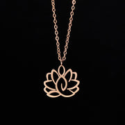 FREE Today: New Beginning and Enlightenment Hollow Lotus Design Stainless Steel Necklace Pendant - Rose Gold - image 13