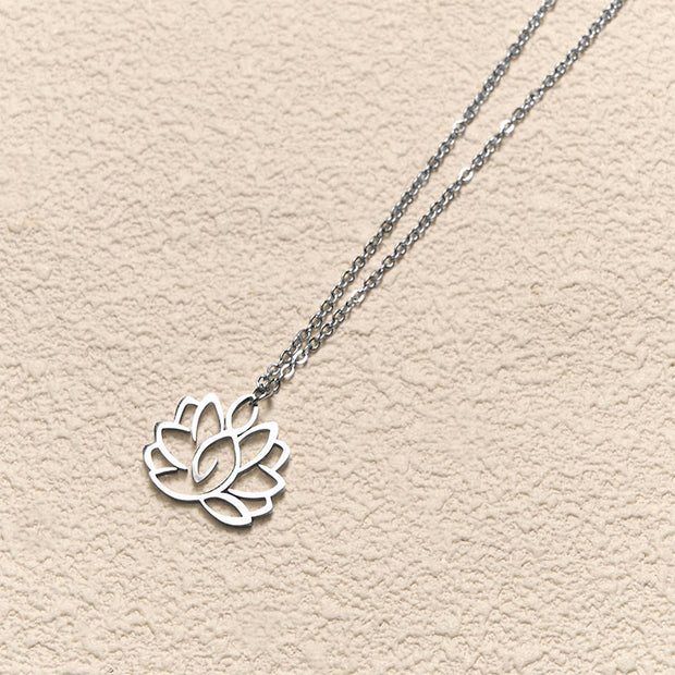 FREE Today: New Beginning and Enlightenment Hollow Lotus Design Stainless Steel Necklace Pendant - image 3