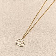 Buddha Stones Hollow Lotus Design Stainless Steel Enlightenment Necklace Pendant - image 10