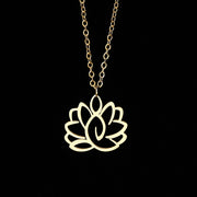 FREE Today: New Beginning and Enlightenment Hollow Lotus Design Stainless Steel Necklace Pendant - Gold - image 7