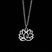 FREE Today: New Beginning and Enlightenment Hollow Lotus Design Stainless Steel Necklace Pendant - Silver - image 0