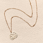 Buddha Stones Hollow Lotus Design Stainless Steel Enlightenment Necklace Pendant - image 15