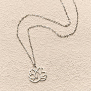 FREE Today: New Beginning and Enlightenment Hollow Lotus Design Stainless Steel Necklace Pendant - image 2