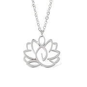 Buddha Stones Hollow Lotus Design Stainless Steel Enlightenment Necklace Pendant - image 5