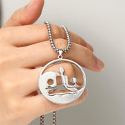 Buddha Stones Yin Yang Buddha Figure Hollow Design Stainless Steel Balance Necklace Pendant - image 22