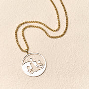 Buddha Stones Yin Yang Buddha Figure Hollow Design Stainless Steel Balance Necklace Pendant - image 12