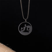 Buddha Stones Yin Yang Buddha Figure Hollow Design Stainless Steel Balance Necklace Pendant - image 2