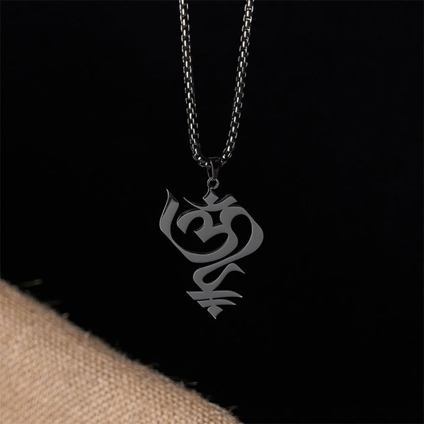 Buddha Stones Vintage OM Symbol geometry Design Stainless Steel Connection Necklace Pendant - image 14